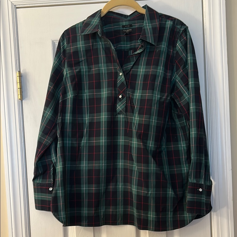 Talbots Plaid Button-Up Shirt size12 P